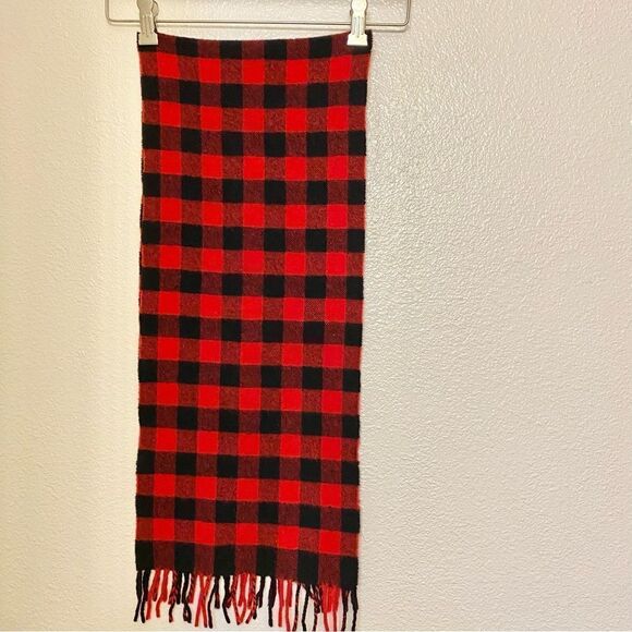 Fredrick and Nelson red buffalo plaid 100% wool made in Italy unisex scarf 11x54 - Picture 2 of 10